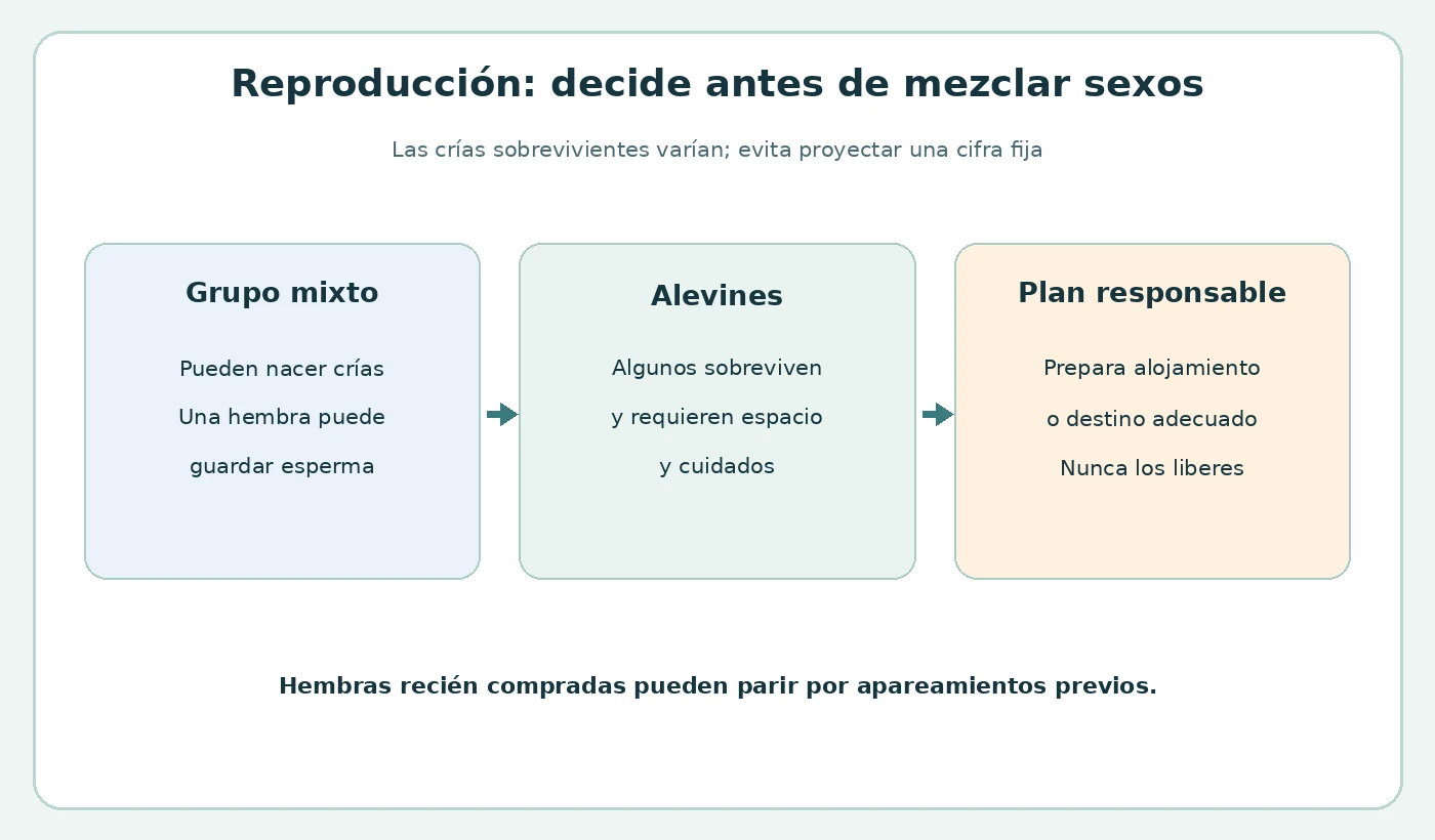 Diagrama cualitativo de grupo mixto, alevines y plan responsable de alojamiento.